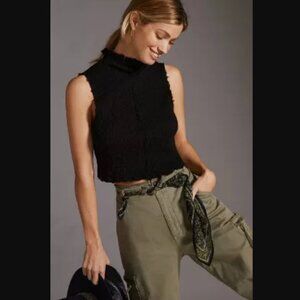 Anthropologie T.La Ribbed Mock Neck Crop Top